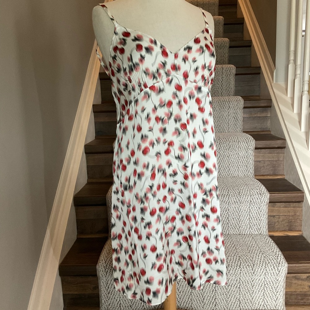 J Crew Painted Cherries Spaghetti Strap Satin Slip Dress NWT